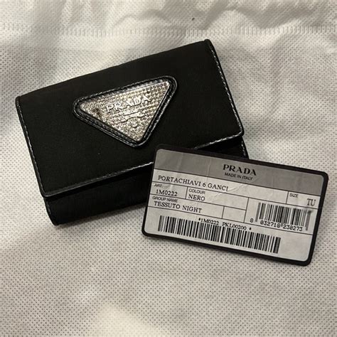 prada portachiavi 6 ganci|Authentic PRADA Portachiavi VI 6 GANCI Key Case Black Nylon .